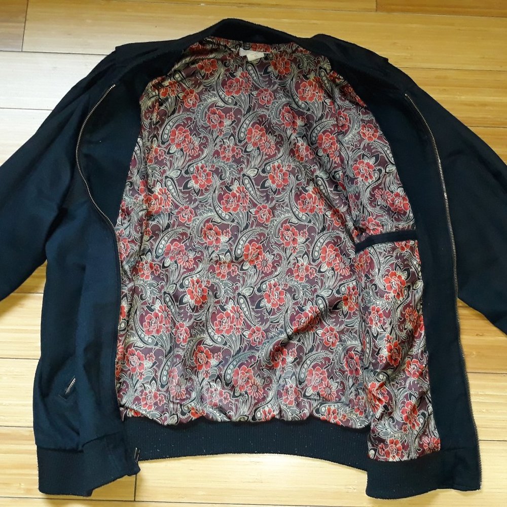 Obey Faux Suede Bomber Jacket (w floral interior)